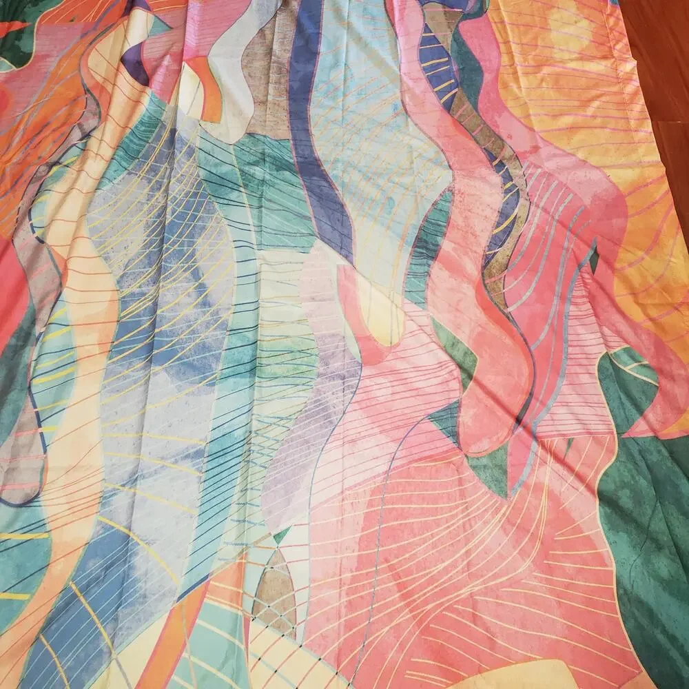 Large Abstract Coral Pink Fabric Panel Wall Hanging Tapestry Boho Decor Art NWOT